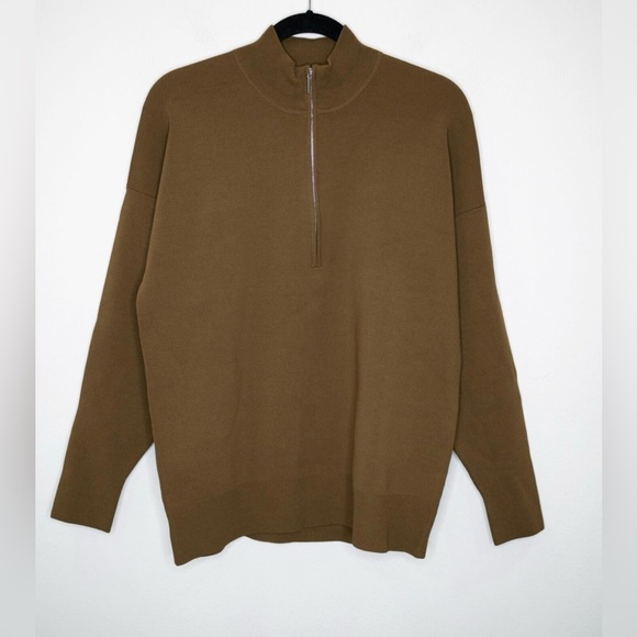 NWT M.M Lafleur Athens Half Zip Knit Pullover Deep Fern Olive Color Size Medium - Picture 3 of 11